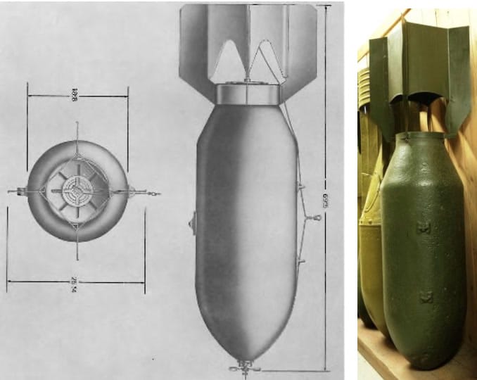 Az amerikai 1000 lb GP rombolóbomba 566 font (257 kg) TNT, vagy 536 font (243,4 kg) Amatol robbanóanyaggal volt töltve. A bomba 56%-a volt a robbanótöltet.