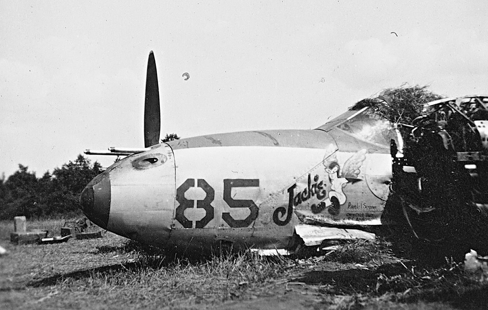 Amerikai P-38 nehéz vadászrepülő roncsa Tapolca és Sümeg között (Fotepan/Erky-Nagy Tibor)