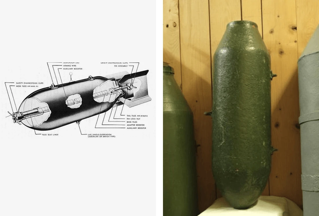 Az amerikai 250 lb GP rombolóbomba 129 font (58,5 kg) TNT, vagy 124 font (56 kg) Amatol robbanóanyaggal volt töltve.