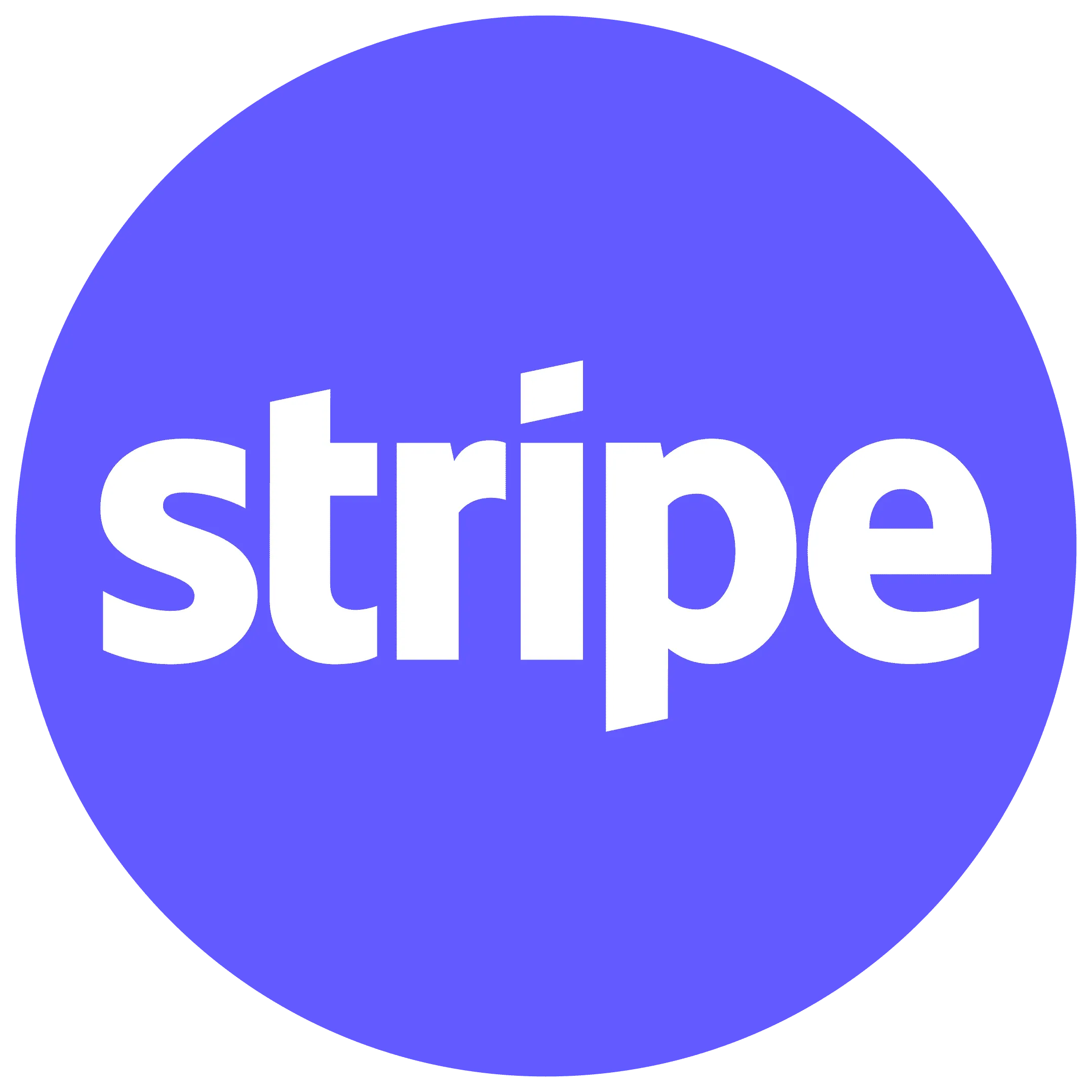 Stripe logo with white text on a blue circular background.