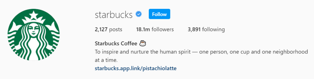 Starbucks Instagram bio