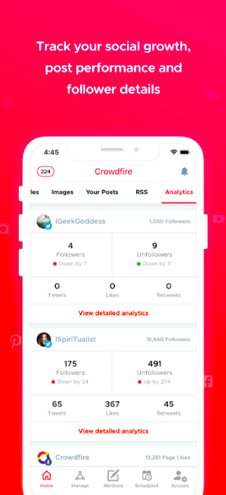 Crowdfire follower tracker