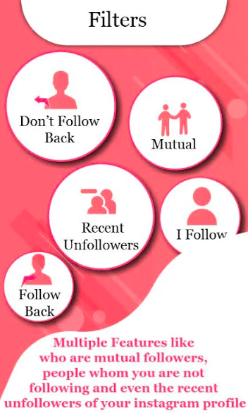 Filters with Unfollow app Instagram tracking tool
