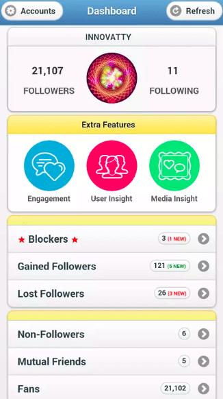 InstaFollow features follower tracker