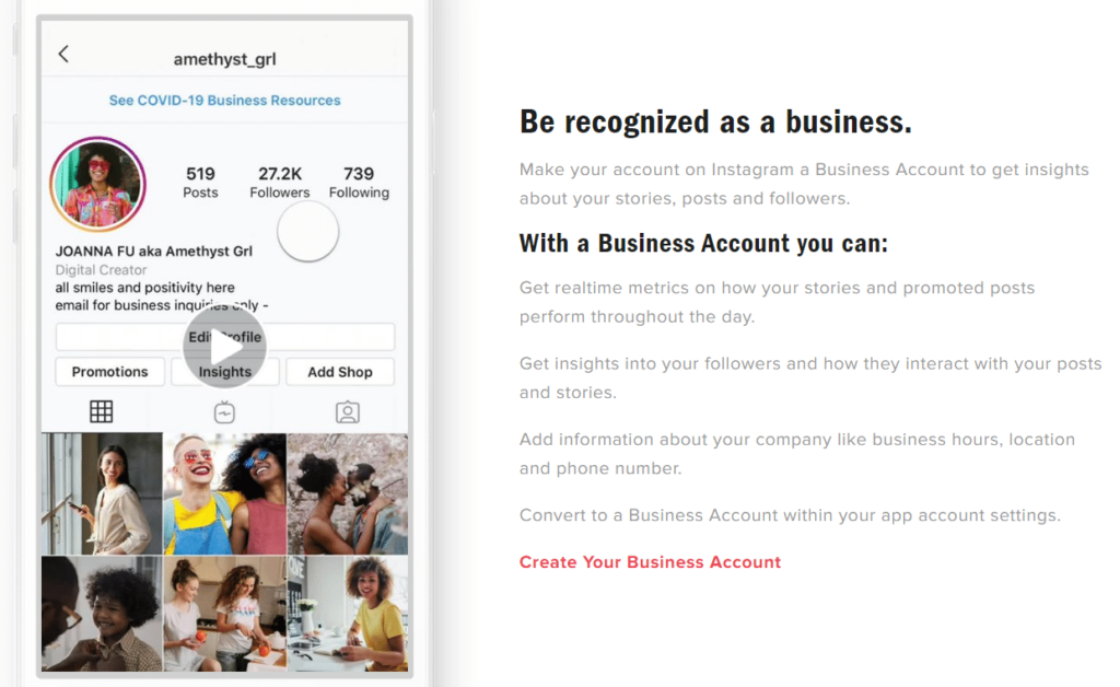 instagram hacks -  switching to a business profile 
