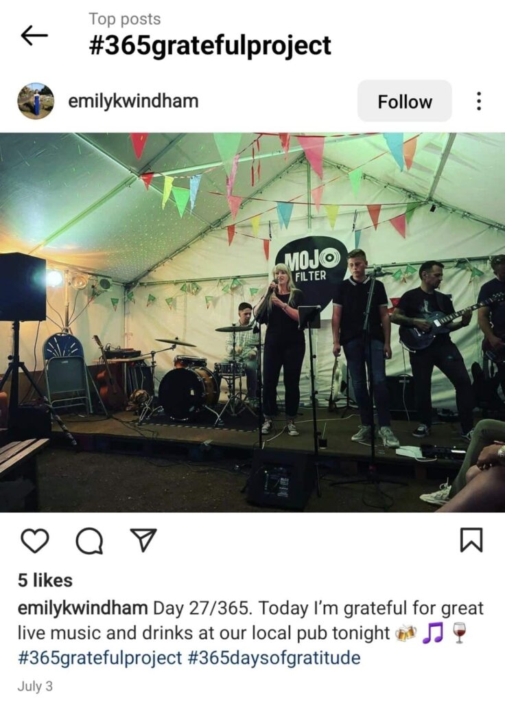 instagram screenshot 365 grateful project challenge