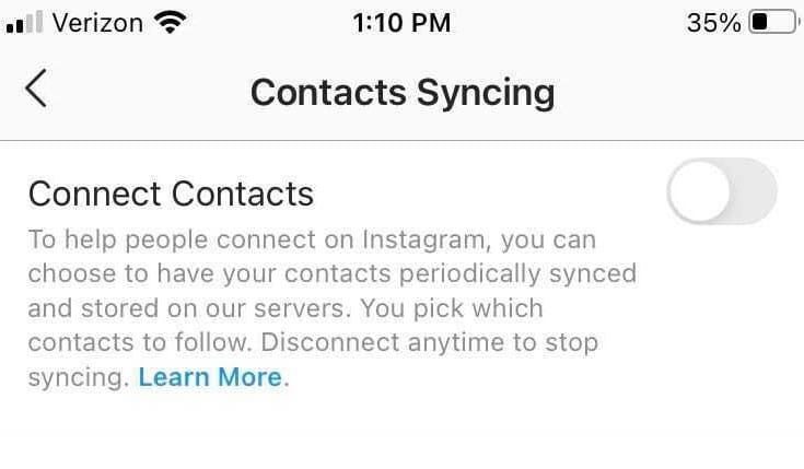 contact syncing to connect