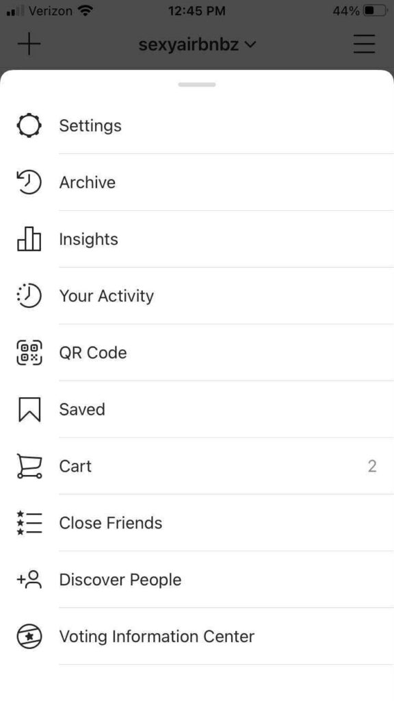 Instagram settings screenshot
