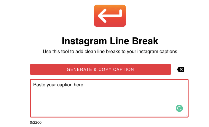 screenshot of line break app