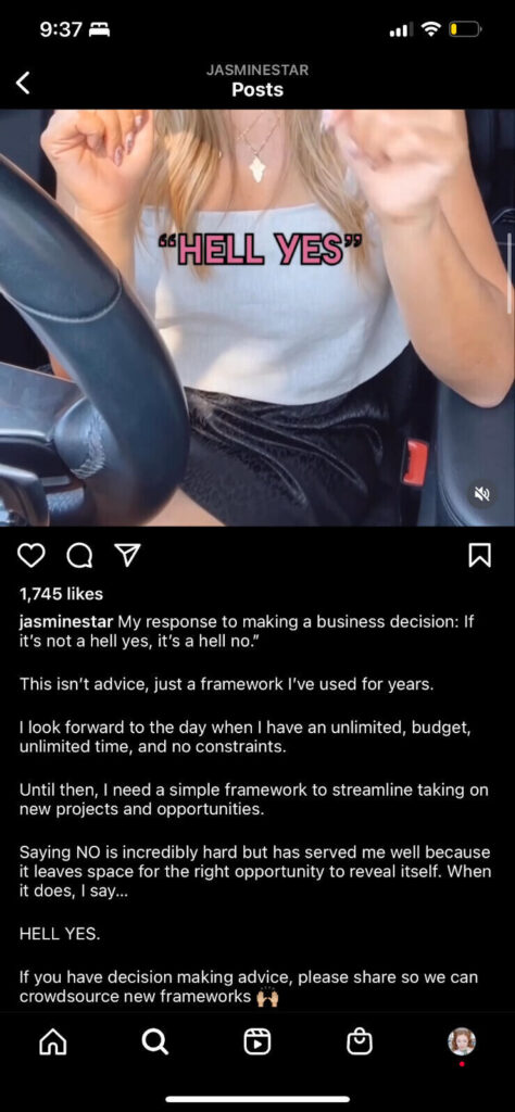 jasmine star post with caption