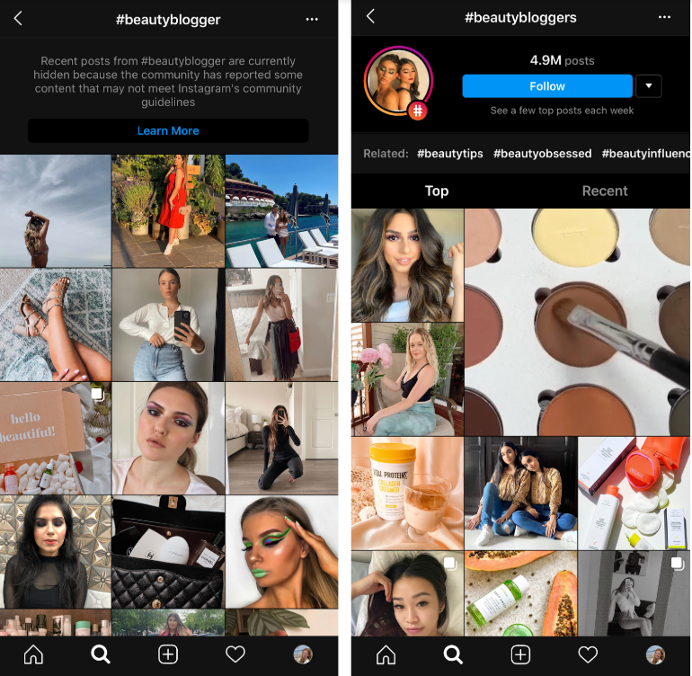 banned hashtags example
