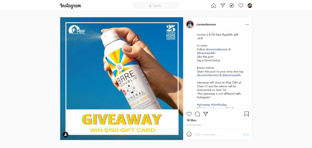 giveaway example with a time limit story