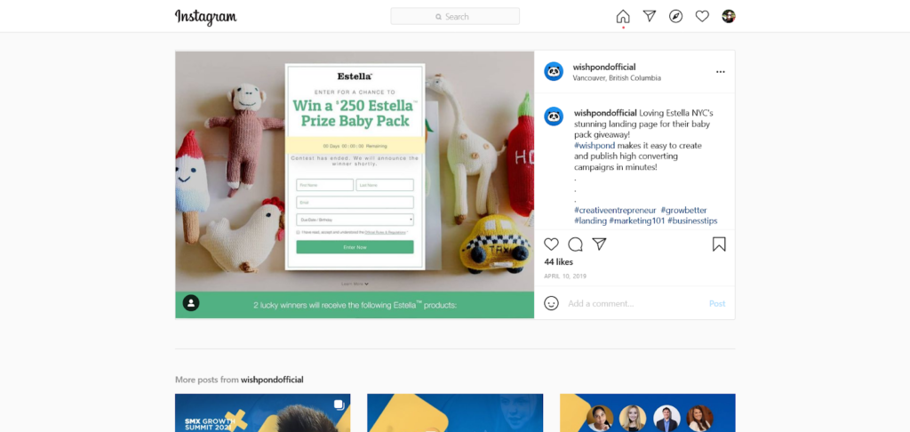 wishpond instagram giveaway