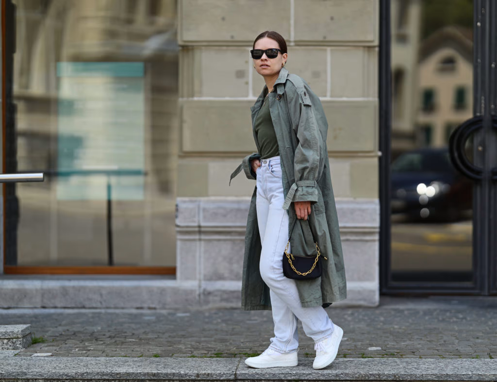 Girl wearing a clean girl outfit. 