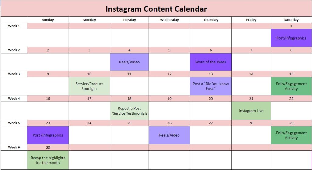 Instagram Content Calendar