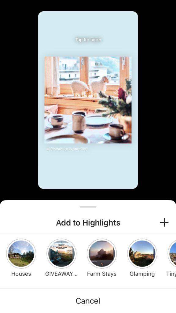 Instagram story highlights