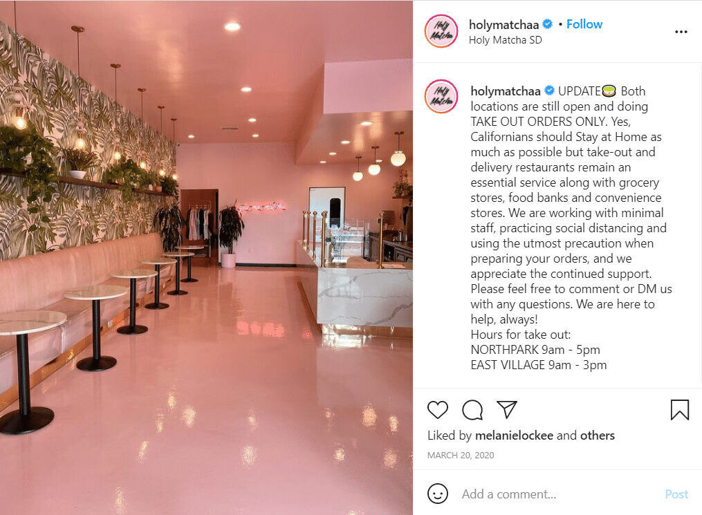 holy matcha coronavirus responce