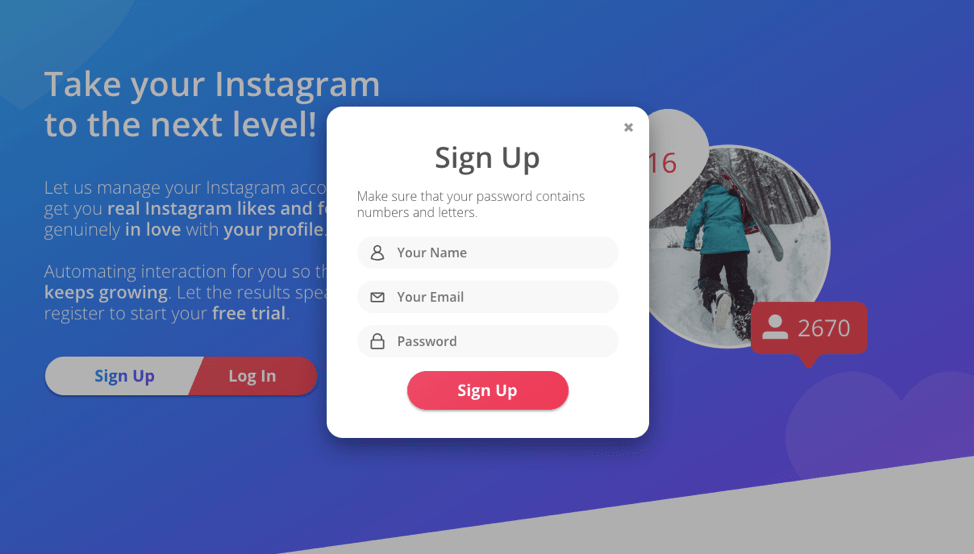 Gramista sign up page