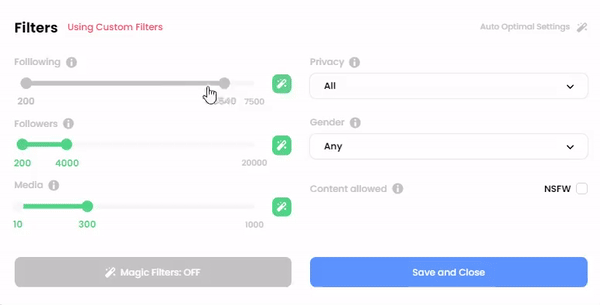 choose your settings