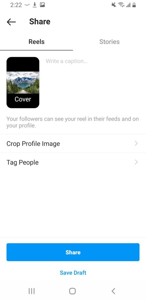 Picture of adding music onto Instagram reel