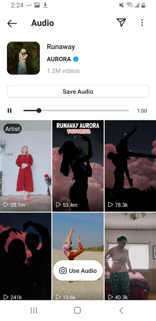 Picture of saving a song on Instagram
