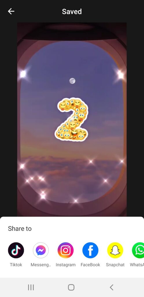 Picture of a share box that pops up after downloading video with song on Tempo