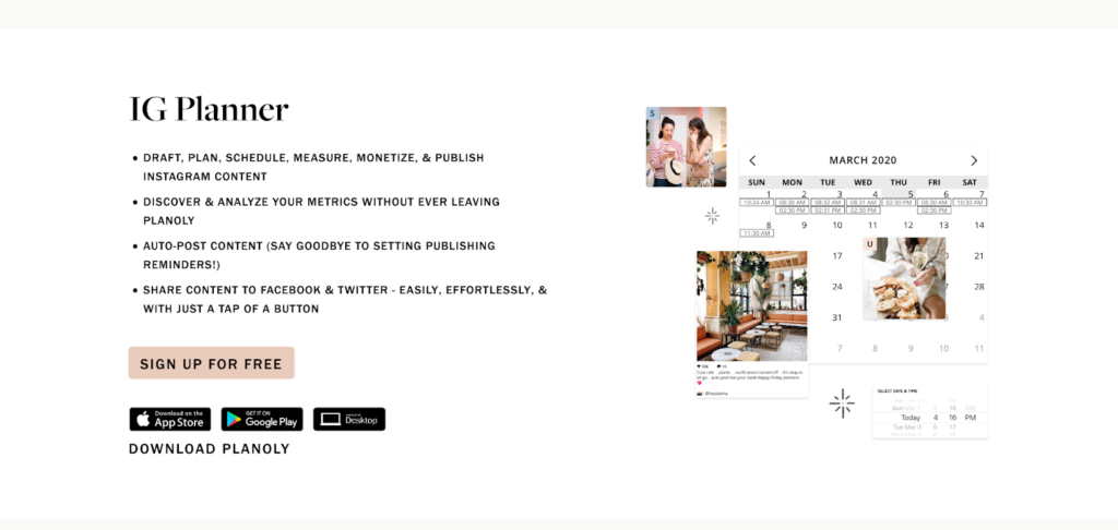 Planoly sign up page 
