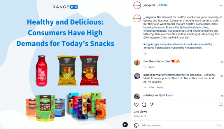 RangeMe instagram post with ads