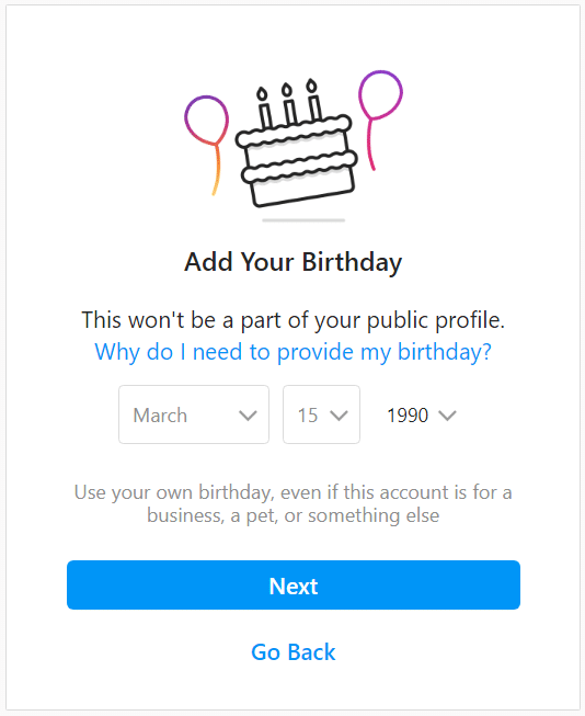 adding your birthday to your instagram account