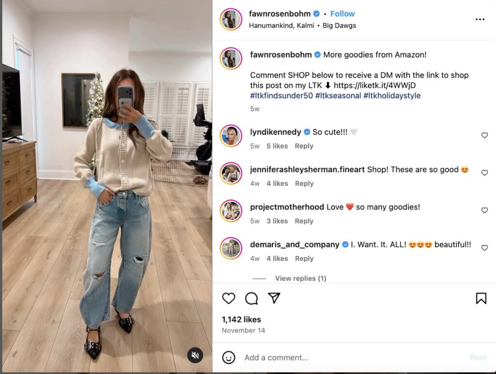 Sponsored influencer Instagram post with links