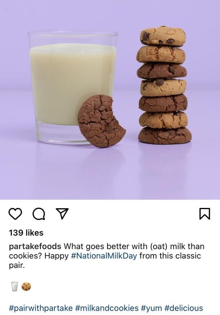 Instagram post with mixture of branded hashtags