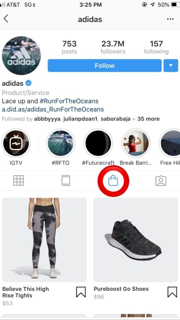 adidas instagram shop 