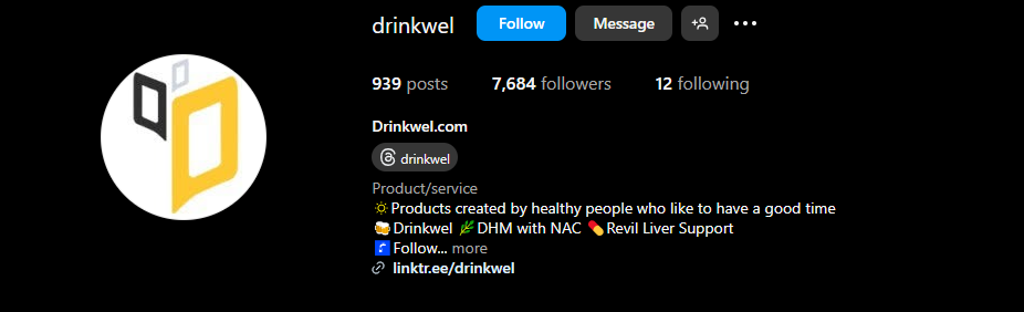 instagram to drive sales - drink wel