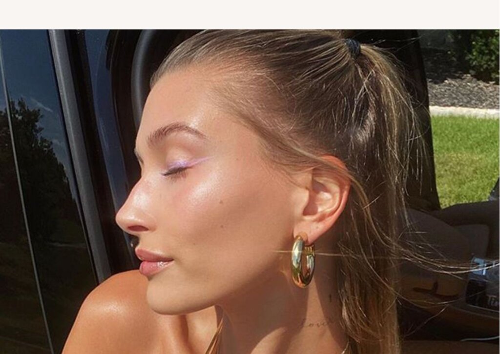 Hailey Bieber makeup closeup