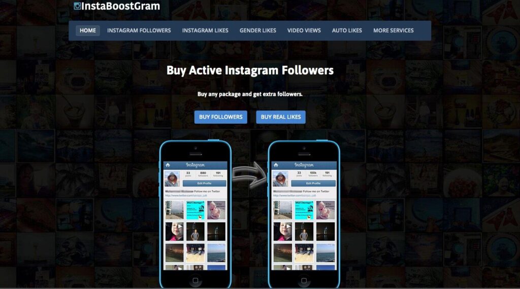 instaboostgram homepage