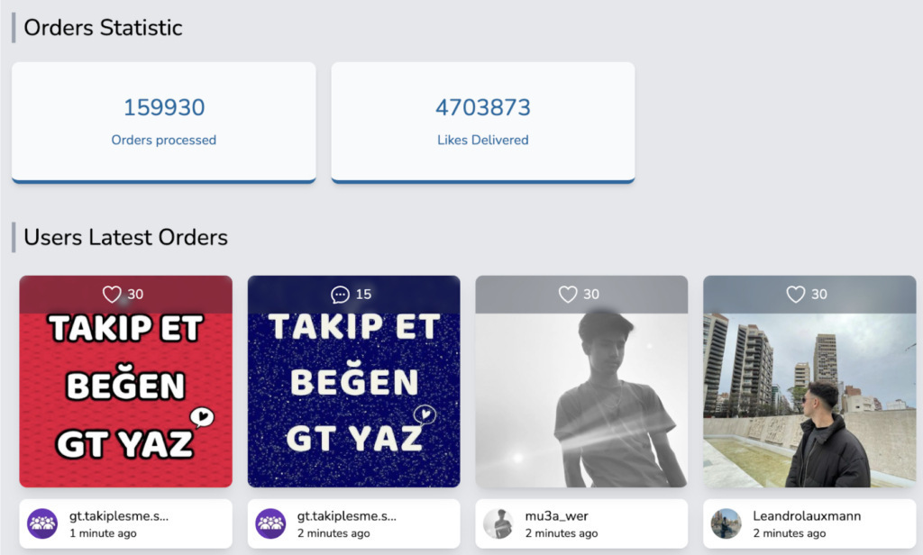 hublaagram's analytics dashboard