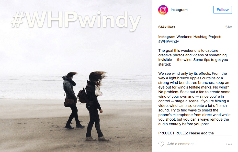 hashtag projects example from Instagram post
