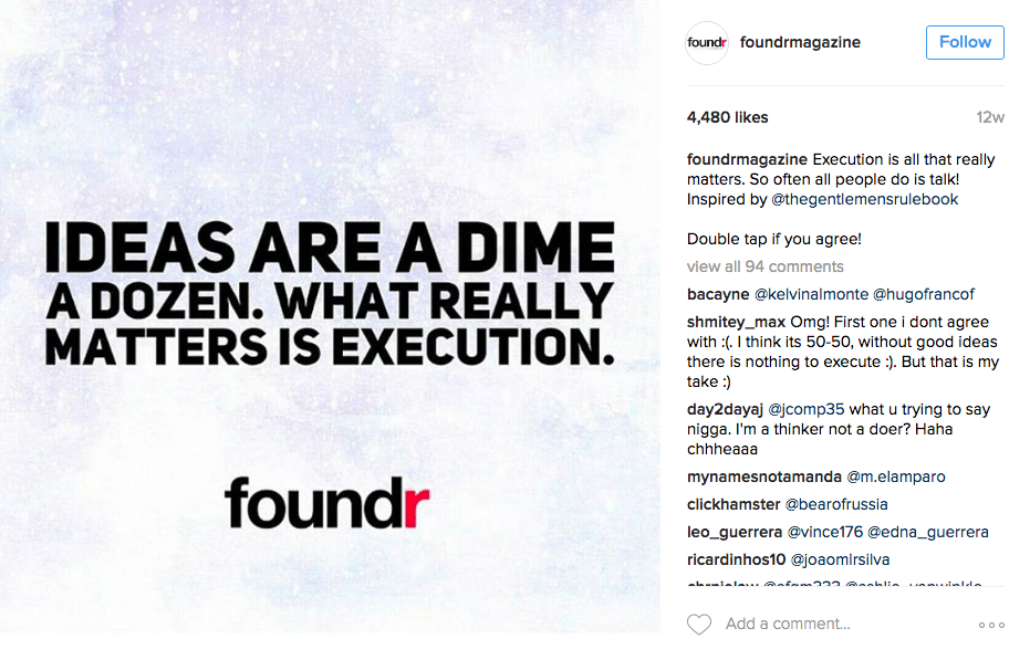 foundr reciprocity example on instagram