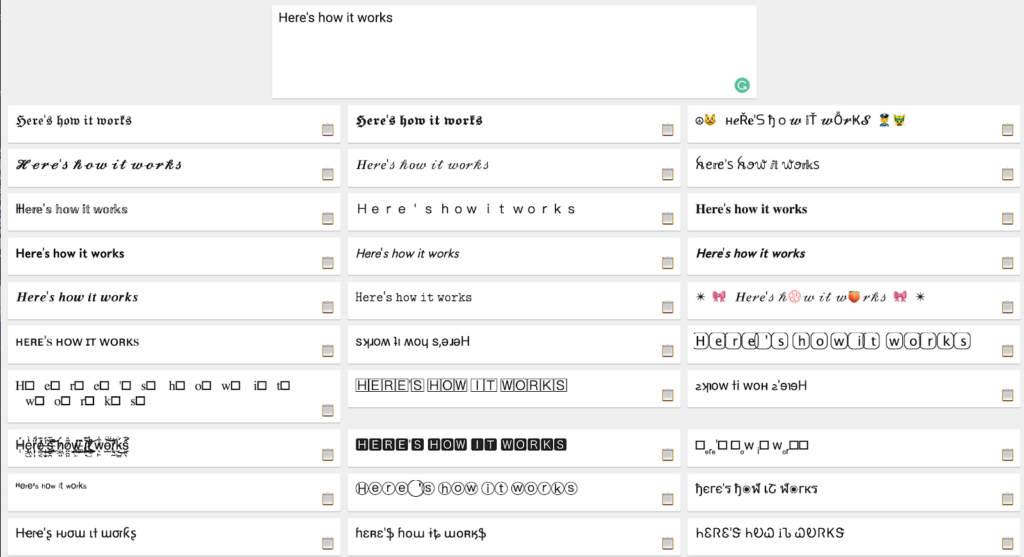 Unique instagram fonts