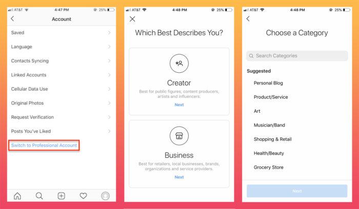 how to set up Instagram professional account 