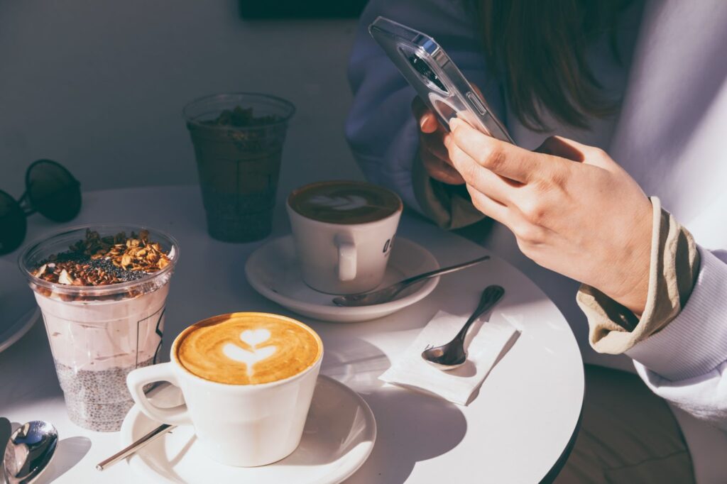 girl with her coffee and granola