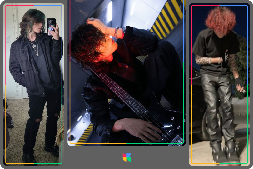 Boys dressed up in their favourite band merchandise