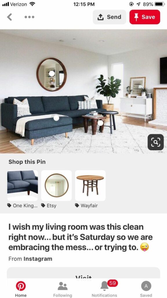 Product pins on Pinterest