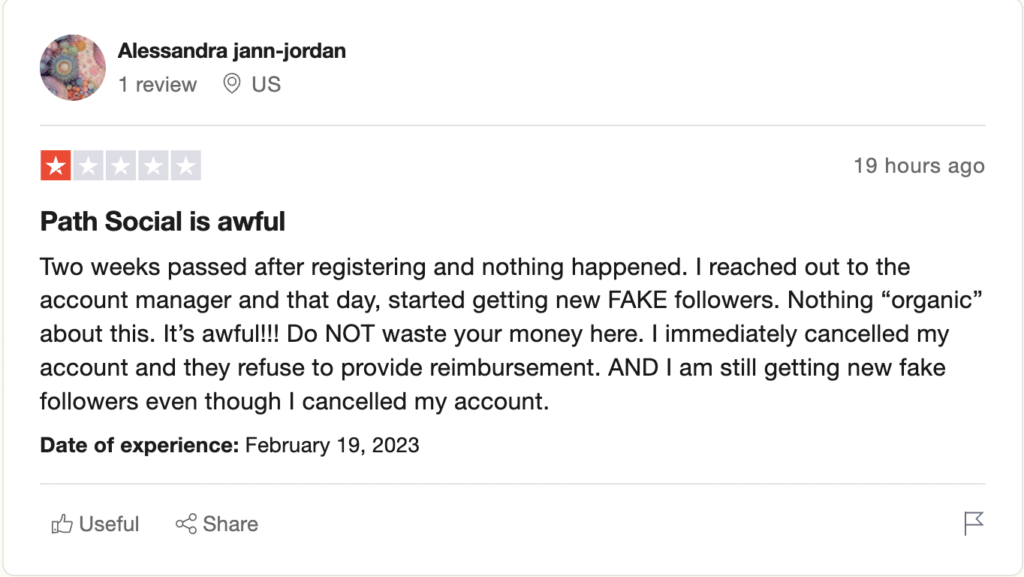path social review on trustpilot by alessandra