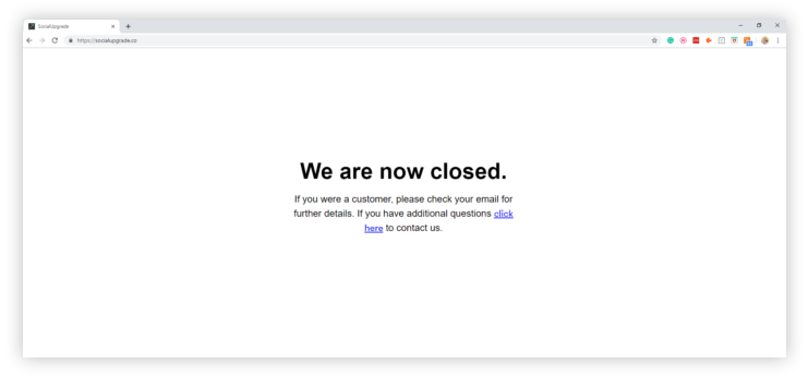 Social Upgrade Shutdown