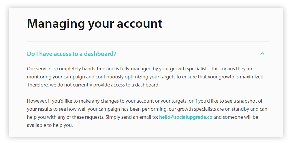Managing your account