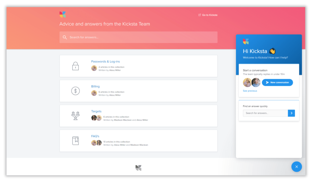 Kicksta customer support