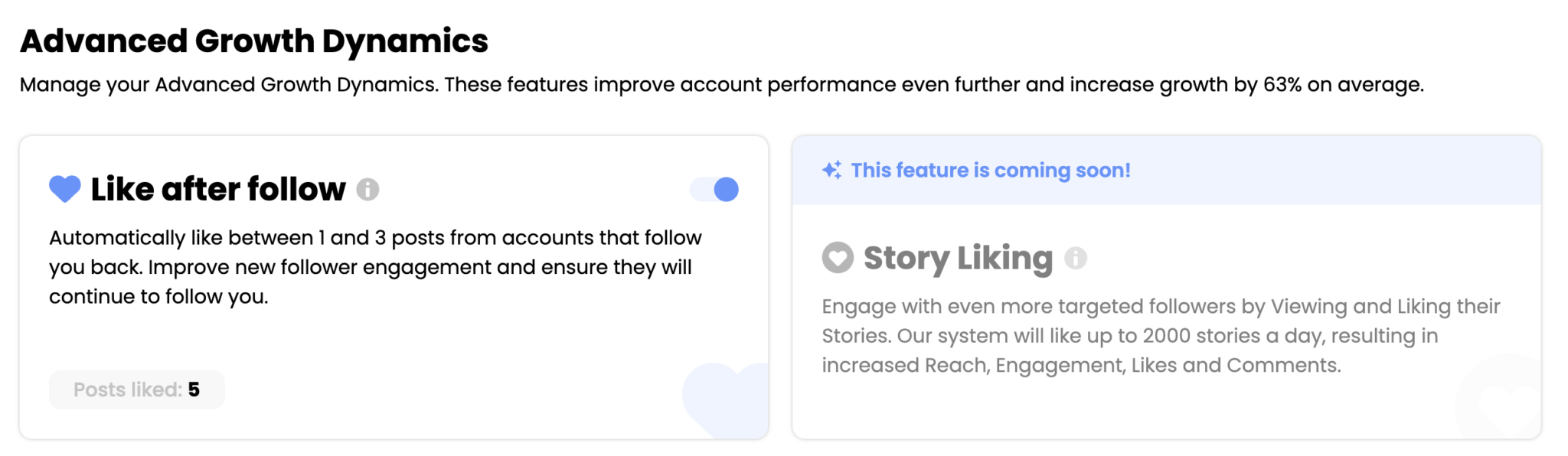 Advanced growth dynamics kicksta dashboard
