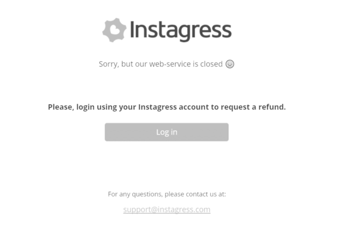 Example of Instagress closing