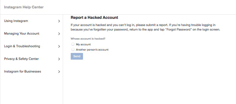 disabled instagram - report